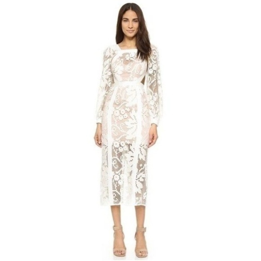 Alice McCall Cream You've Got Love Guipure Lace Tiered Maxi Dress Boho Bridal